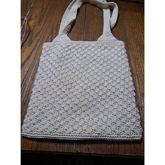 The Sak Cream Ivory Macreme Crochet Type Purse Hand Bag Shoulder Bag Pocket Book - Picture 3 of 9